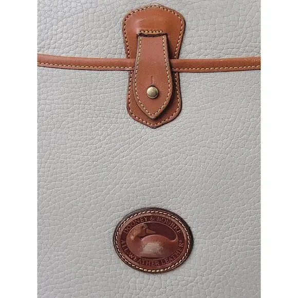 VTG Dooney & Bourke Large Equestrian Flap Bag Briefcase in Bone & British Tan - Picture 7 of 11